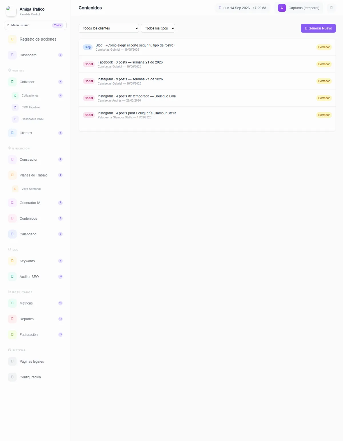 Calendario de contenido